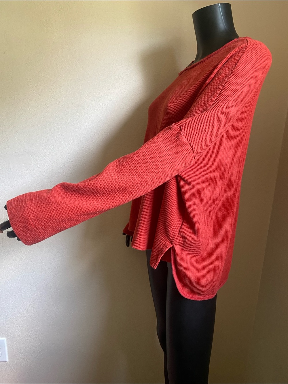 Anthropologie Red Waffle Knit Sweater - Picture 4 of 10